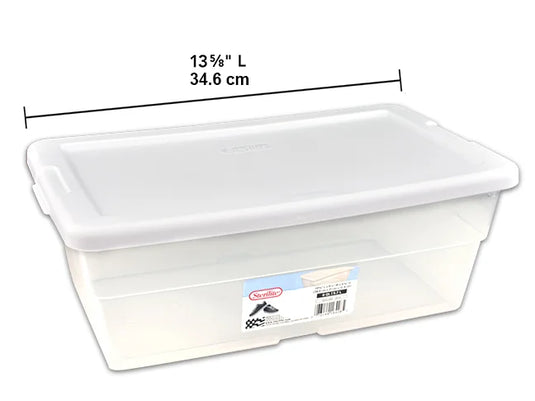 5.7L Storage Box - Clear w/White Lid 13.5in(L)x8.25in(W)x5in(H)