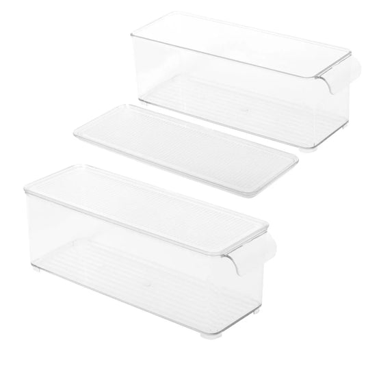 L.Gourmet 30x10x10cm Fridge Storage Bin w/ Cover, color label