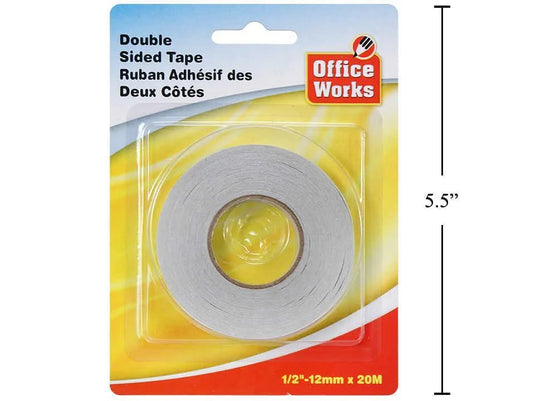 O.WKs. Double Sided Tape, 12mm x 20m, b/c