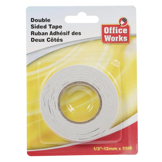 O.WKs. Double Sided Tape, 12mm x 20m, b/c