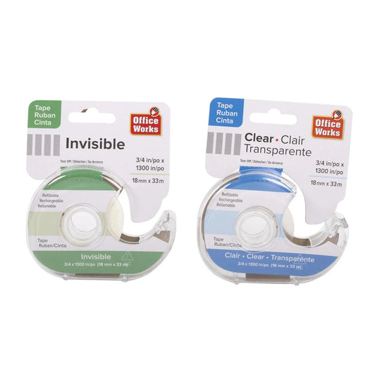 O.WKs. Single Roll Tape, Clear & Invisible