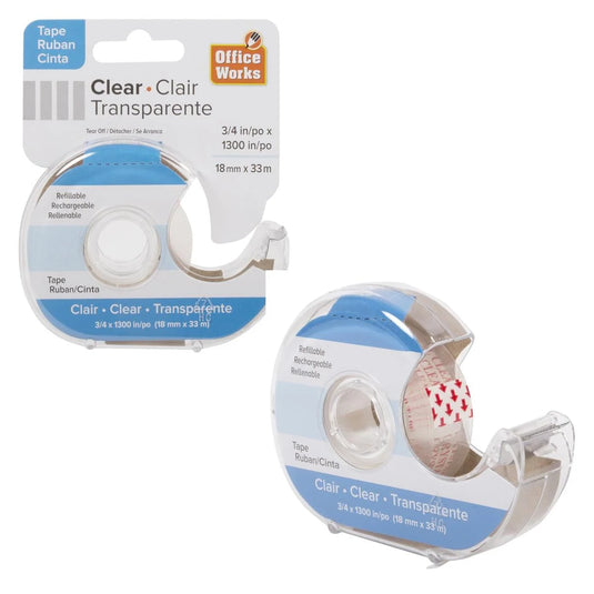 O.WKs. Clear Tape w/Dispenser (3/4" x 1300")