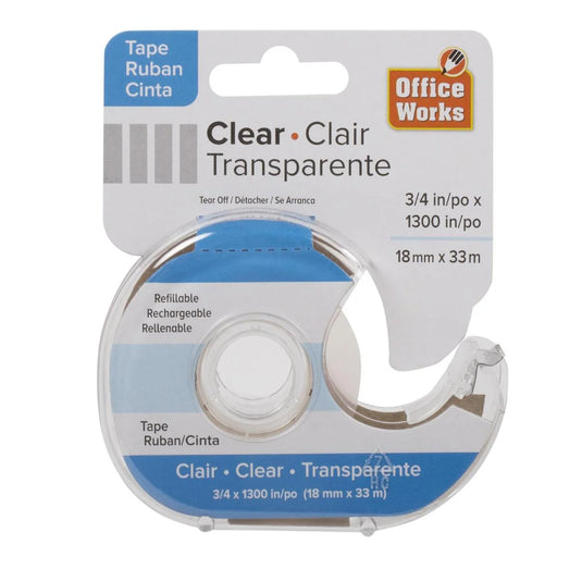 O.WKs. Clear Tape w/Dispenser (3/4" x 1300")