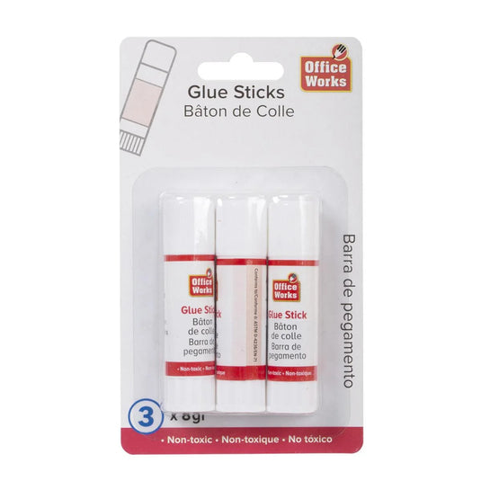 O.WKs. 3-pc 8-gram Glue Sticks, b/c
