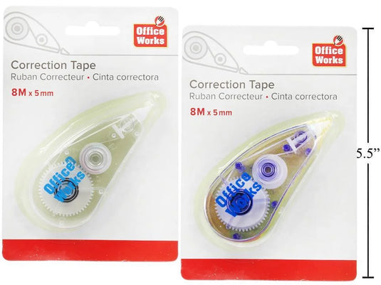 O.WKs. Correction Tape, 8m(L) x 5mm(W), b/c