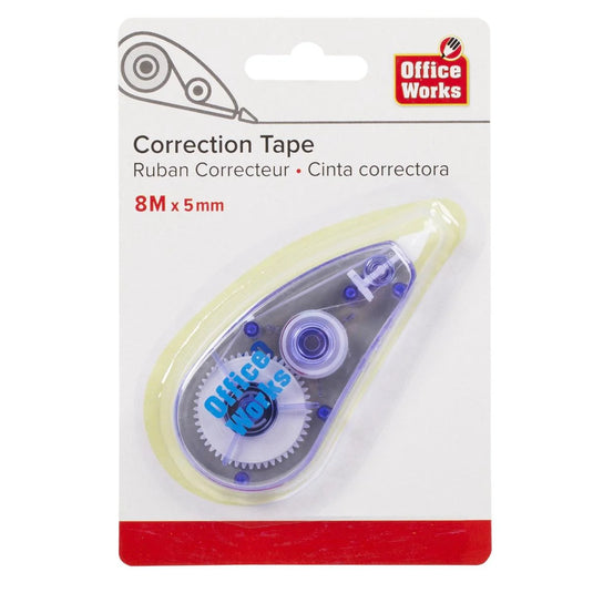 O.WKs. Correction Tape, 8m(L) x 5mm(W), b/c