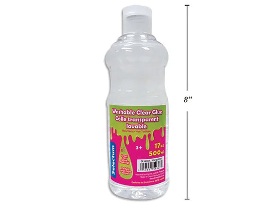 WASHABLE CLEAR GLUE 500ML (17 OZ.) GREAT FOR SLIME MAKING