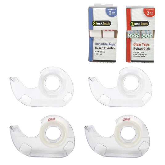 Desk Tech 2pk Clear Tapes set w/ Dispensers (19MMx12.7M)