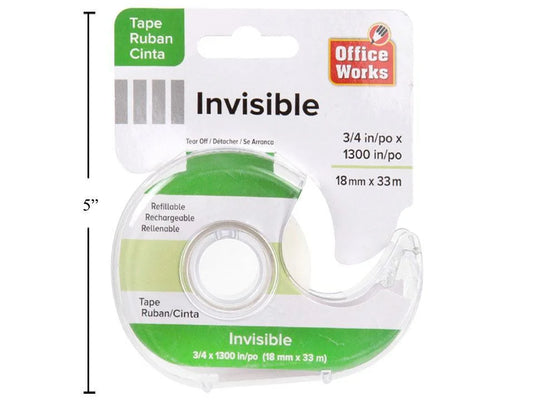 O.WKs. 3/4" x 1300" Invisible Tape w/Dispenser, header (HZ)