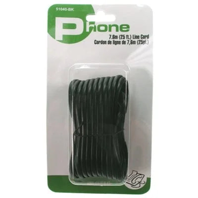 25 FT. PHONE LINE CORD; BLACK
