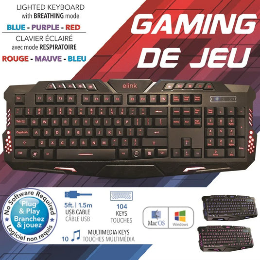 ELINK | LED BREATHING BACKLIGHT GAMING KEYBOARD