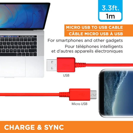 ELINK | 3.3FT USB TO MICRO CABLE, RED