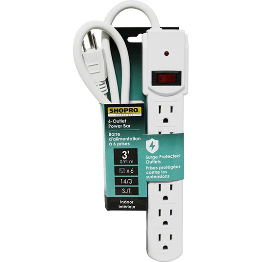 Surge Protected Power Bar 6 Outlet