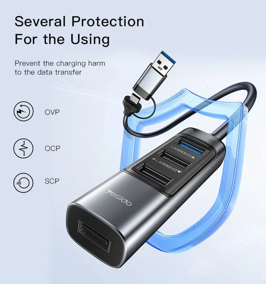 USB 3.0 Fast Data Transfer 2 to 5 USB Hub
