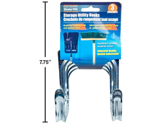 H.E. Master Pro, 3-pc Storage Utility Hook Set, Large, hang card