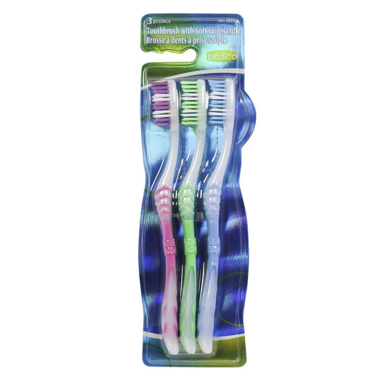 Bodico 3-pc Toothbrush w/Soft Grip Handle, b/c,(HZ)