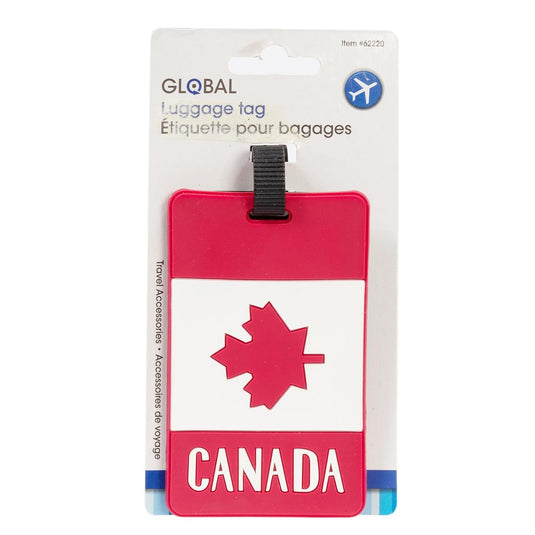 Global Canada Luggage Tag, 4.2"x2.5", PVC, tie on card