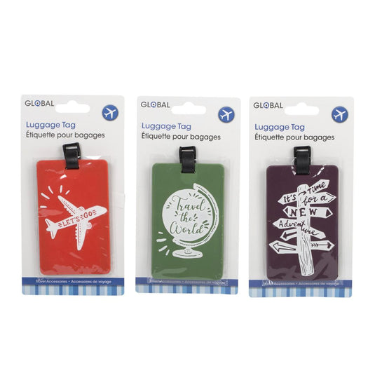 Global, Luggage Tag w/ Saying, pvc, header