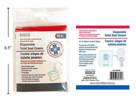 Bodico, 15-PC Disposable Toilet Seat Cover, PB W/ Colour Insert