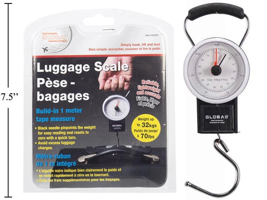 Global 7.75"H Luggage Scale, clamshell