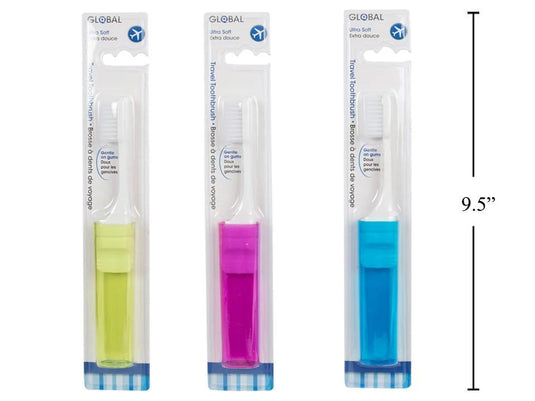 Global, Travel Toothbrush w/ Extra-Soft Tapered Bristles, b/c