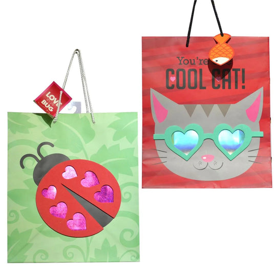 V'tines 3D Hot Stamp Gift Bag-Large , 12"x5"x10", 2/S, j-hook