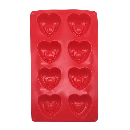 V'tines 8 Heart Shaped Silicone Cake Molds, 6.7"x11.4" col.Wrapper