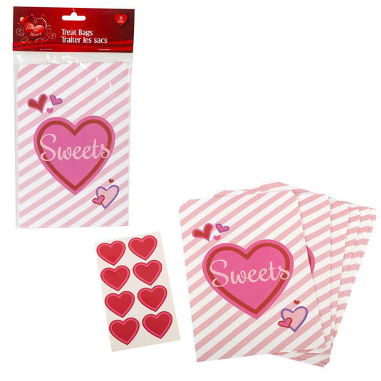 V'tines 8ct. 7.6"x5.5" Paper Treat /Cookie Bags, pbh