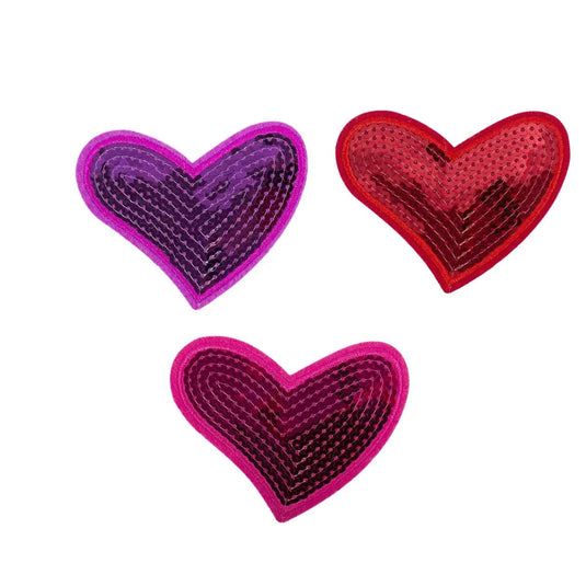 V'tines 3pk Sequin Heart Hair Clips 3/c:Red/Pink/Purple, tie on card