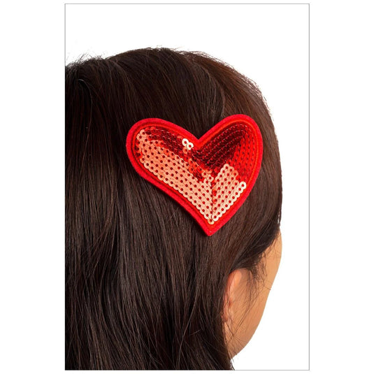 V'tines 3pk Sequin Heart Hair Clips 3/c:Red/Pink/Purple, tie on card