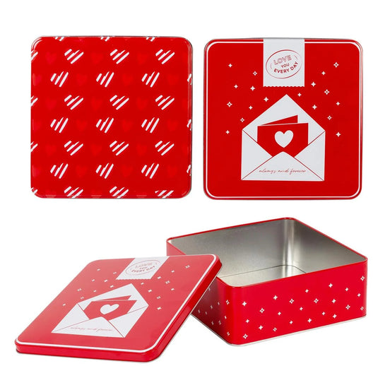 V'tines 7"x7"x2.25" Square Shaped Tin Box