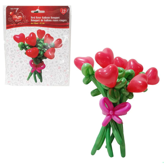 V'tines Red Rose Latex Balloon Bouquet, opp & header card