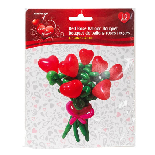 V'tines Red Rose Latex Balloon Bouquet, opp & header card