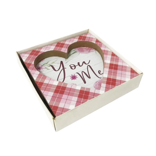 V'tines 2"x6"x6" Wooden Tabletop Plaque w/Cutout Heart
