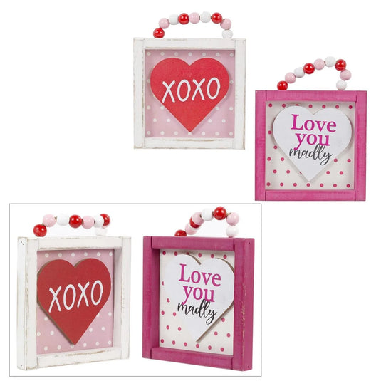 V'tines 6.5" Wooden Framed Box Plaque w/handle