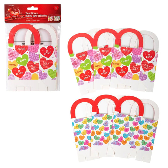 V'tines 6pk Foldable Paper Treat Boxes, 7"x3.75"x2", pbh