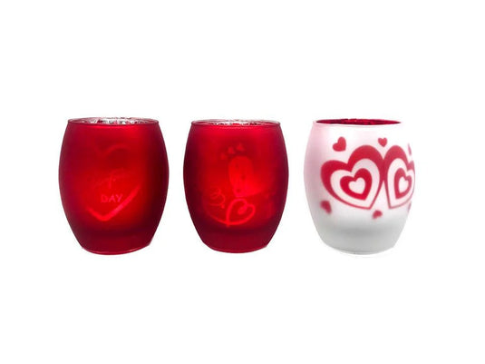 V'tines 3" Mercury Glass Candle Holder w/Hearts
