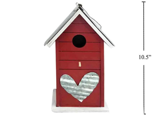 V'tines Galvanized/MDF Love Bird House, 6.3''x4.33''x10.43'', cht