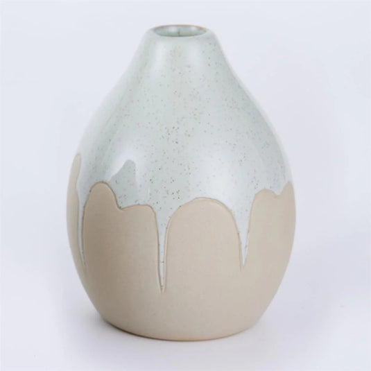 Drip Glaze Ceramic Vase, mint green, 3.9"Dx5"