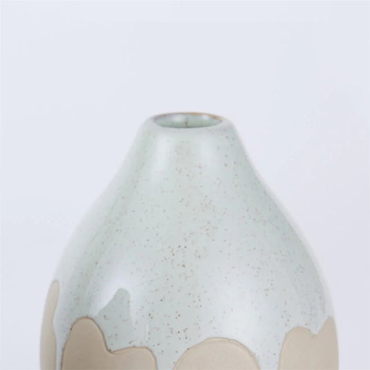 Drip Glaze Ceramic Vase, mint green, 3.9"Dx5"