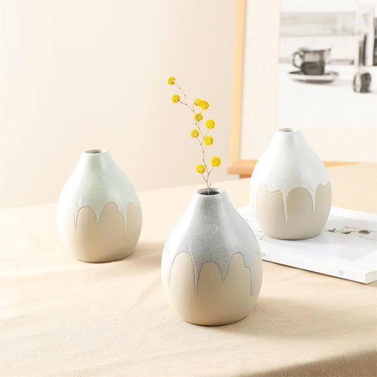 Drip Glaze Ceramic Vase, mint green, 3.9"Dx5"