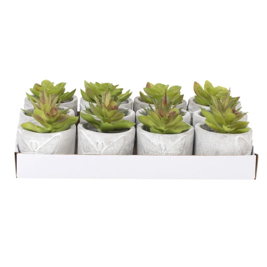 Country Garden Faux Plant in Cement Pot,3"x3"x4",3/s