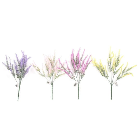 Country G. 14"L 5 Stem Artificial Flocking Lavender Flower