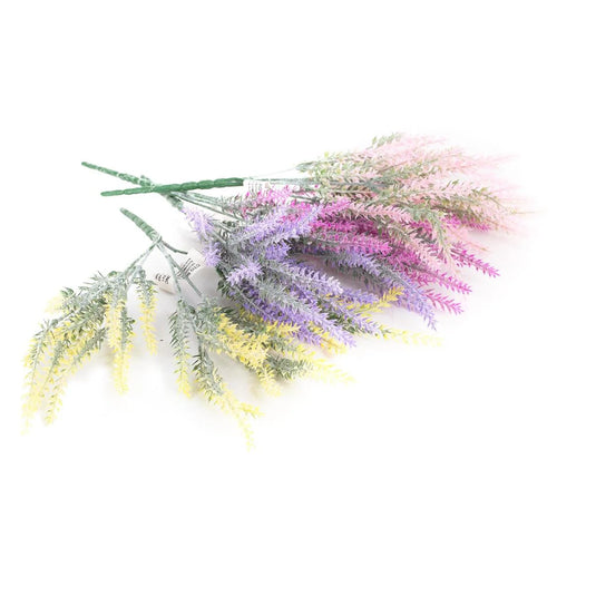 Country G. 14"L 5 Stem Artificial Flocking Lavender Flower