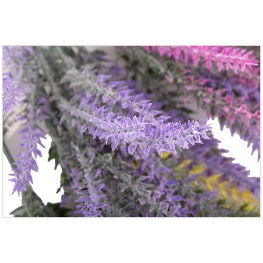 Country G. 14"L 5 Stem Artificial Flocking Lavender Flower