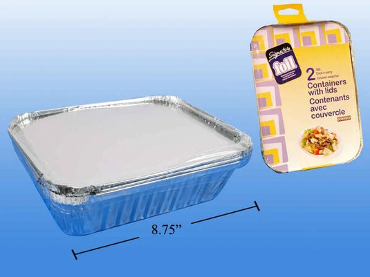 SiG.Kit 2-pc 3-lb Foil Container w/Lids, 8.75"x6.75"x2"