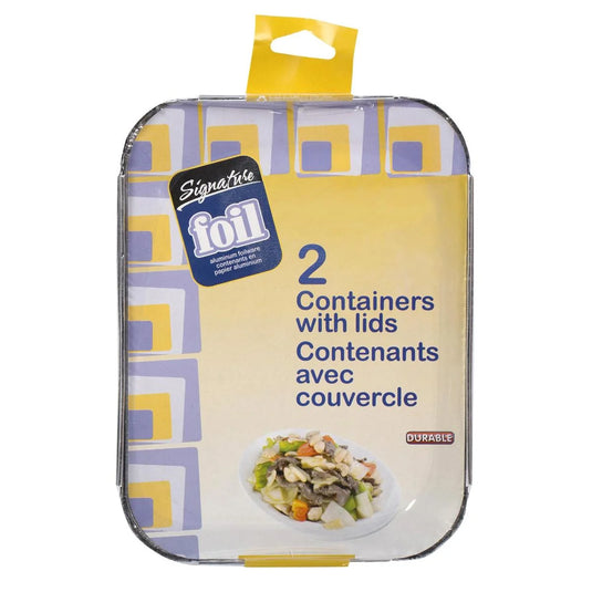 SiG.Kit 2-pc 3-lb Foil Container w/Lids, 8.75"x6.75"x2"