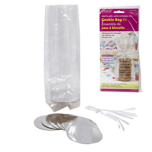 Luciano 24-pc Cookie Bag set,8 bags +8 plates+8 ribbons,col.insert