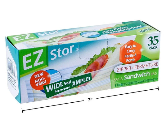 EZ-Stor 35-pc 6.5"x6" Zipper Seal Sandwich Bags