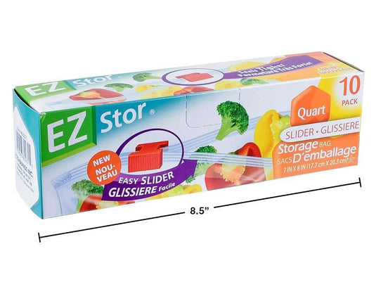 EZ-Stor 10-pc 7x8"(1-quart) Zipper Slide Medium Storage Bag